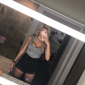 Grey plaid body suit